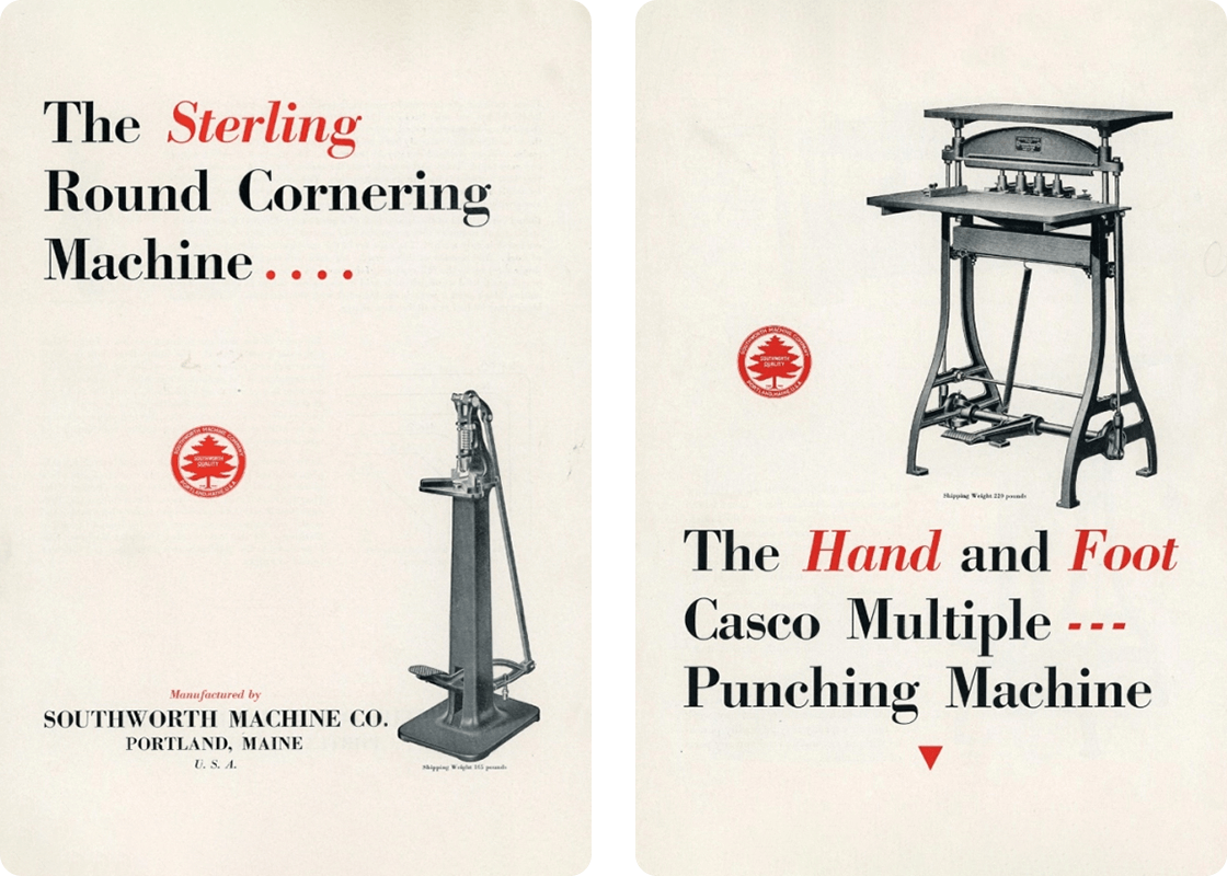 Southworth Machine Company advertisements for punching and cornering machines.